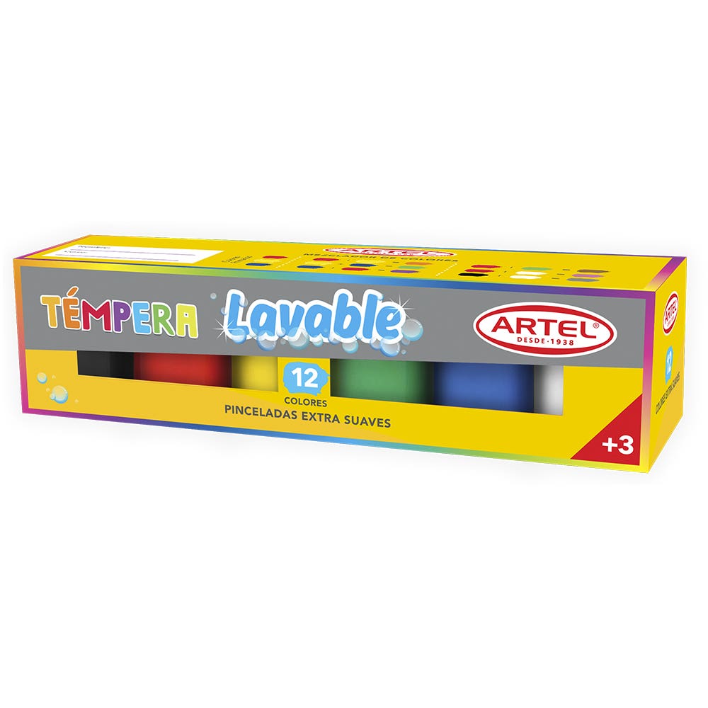 Estuche Tempera Lavable 12 Colores Artel