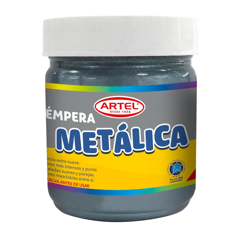 Frasco Tempera Metalica Plata 100ml. Artel