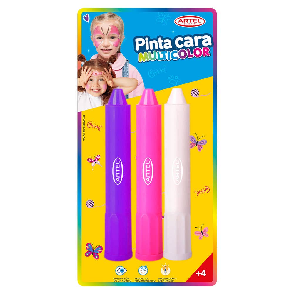 Pintacaras multicolor pink 3 col