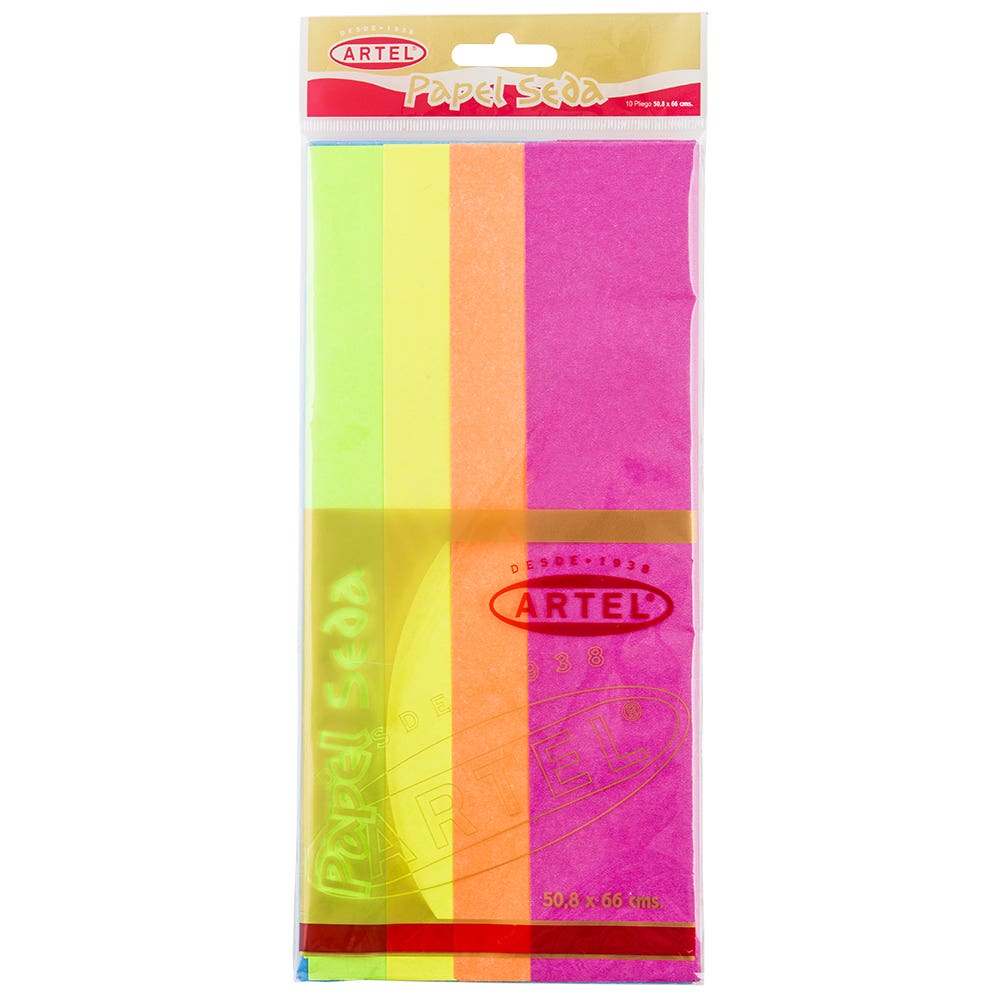 Set 5 Papel Seda Fluorescente Colores Artel