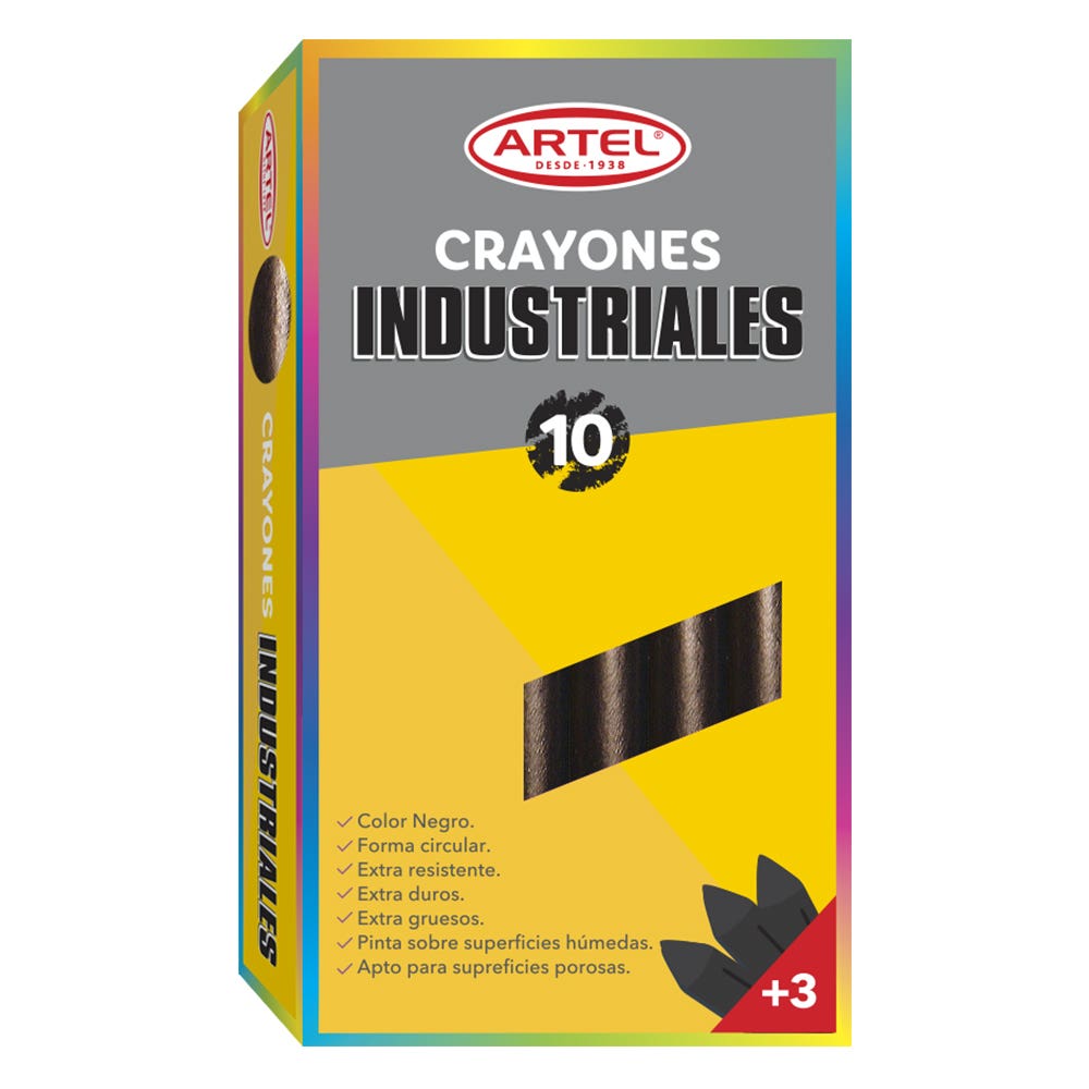 Crayón Industrial Negro 10 Unidades Artel