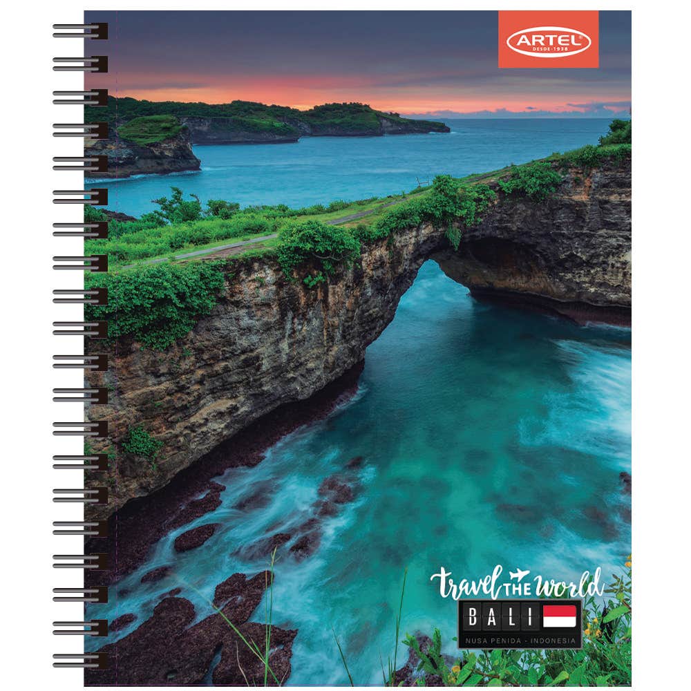 Cuaderno Universitario Travel the World 2 100 Hojas 7mm. Diseño Aleatorio Artel