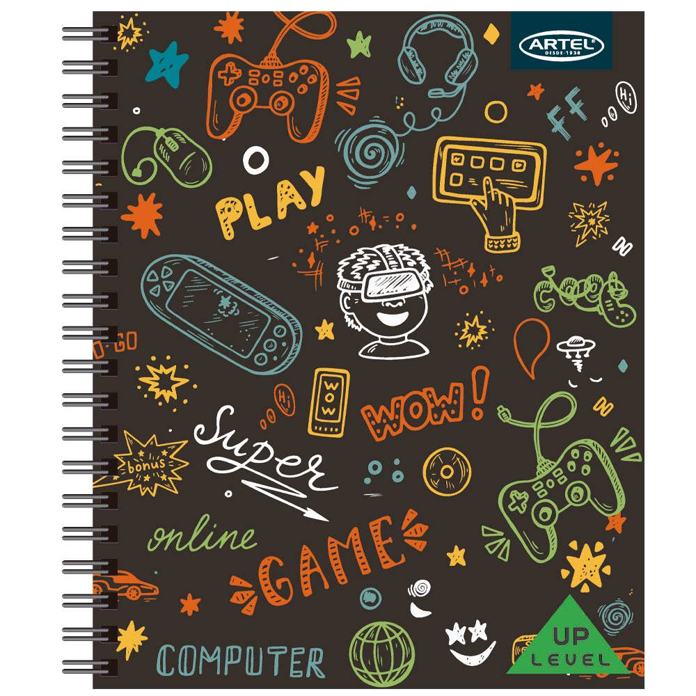 Cuaderno Universitario Level up 100 Hojas 7mm. Diseño Aleatorio Artel