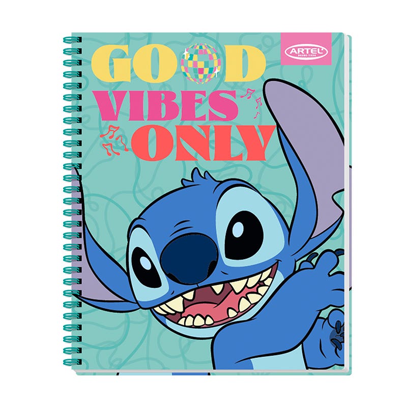 Cuaderno Universitario 100 Hojas 7mm Stitch Disco