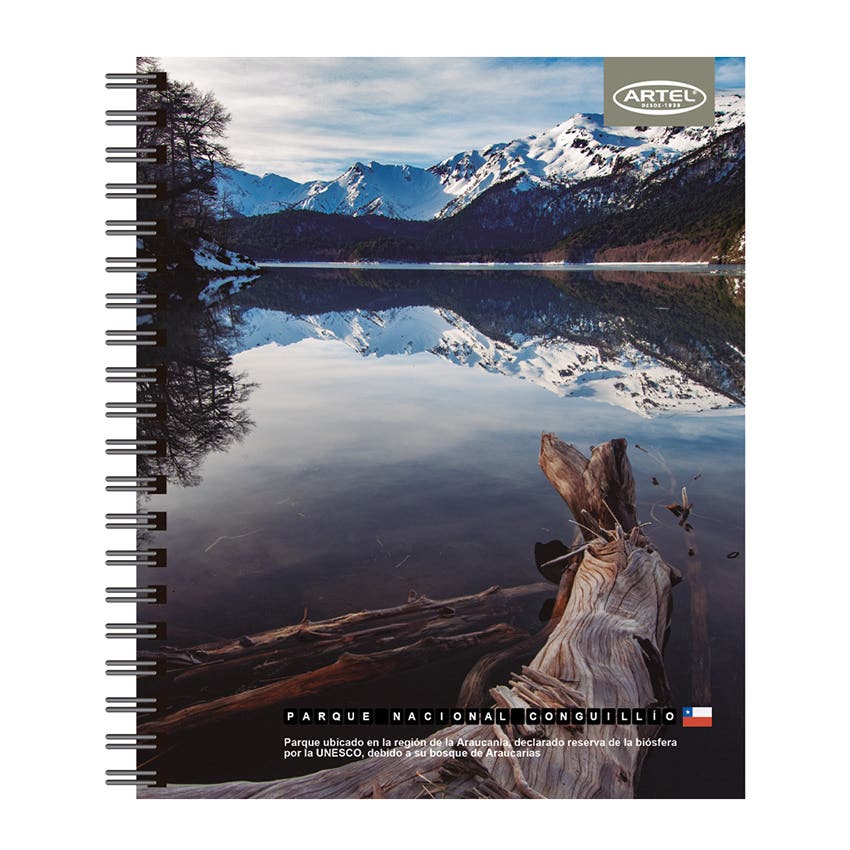 CUADERNO UNIVERSITARIO ARTEL 100 HOJAS 7MM DISEÑO PAISAJES DE CHILE
