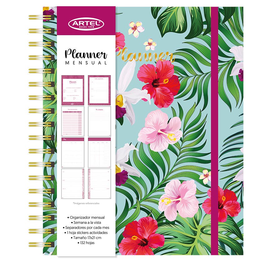 Planner 12 meses Flores 17 x 21cm ARTEL