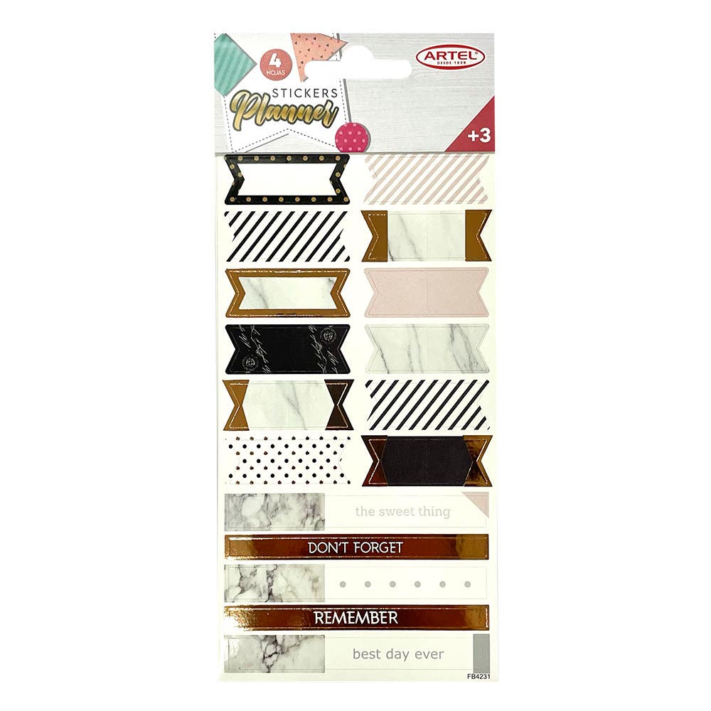 Stickers RoseGoldBlack 4 hojas(170X90MM)