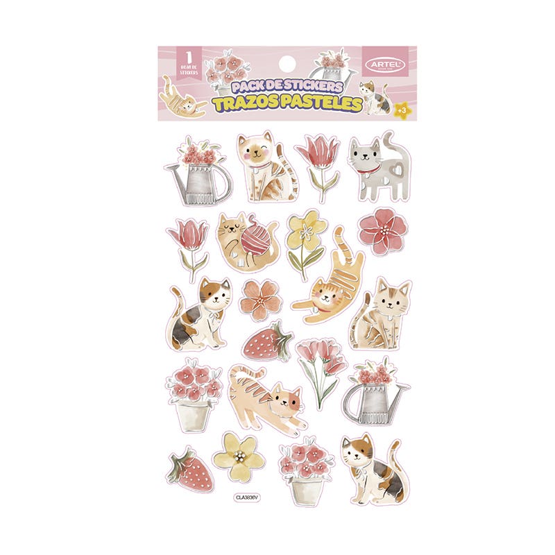 Pack Stickers Trazos Pasteles Artel