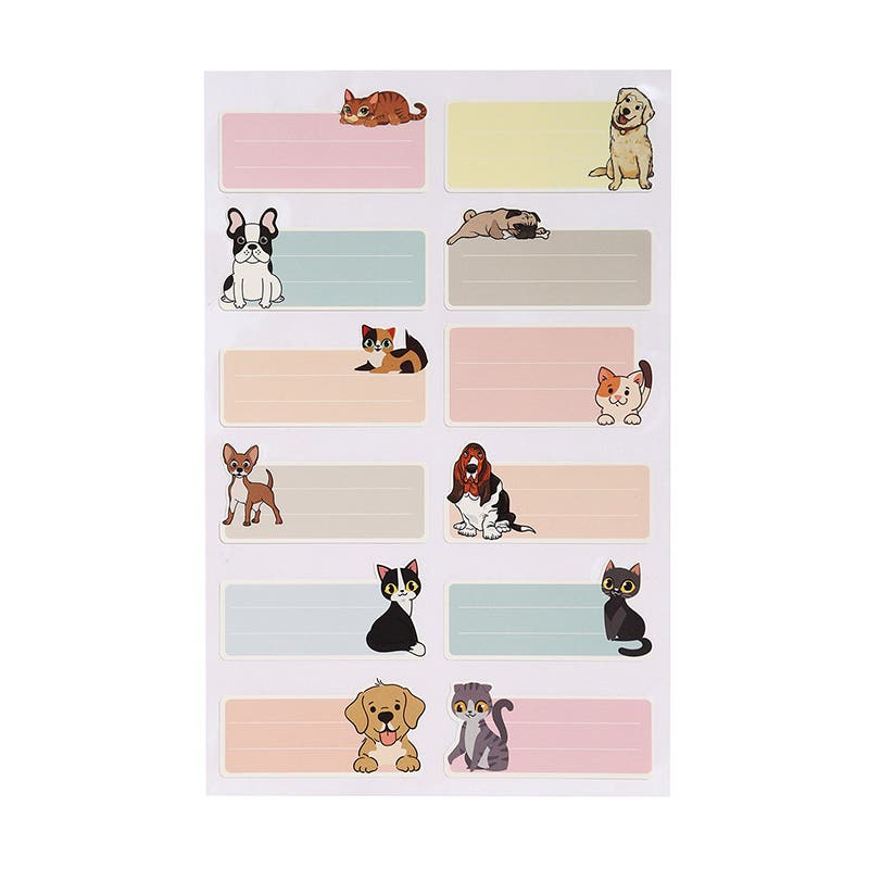 Set 12 Etiquetas Nombre 35x70mm Mascotas