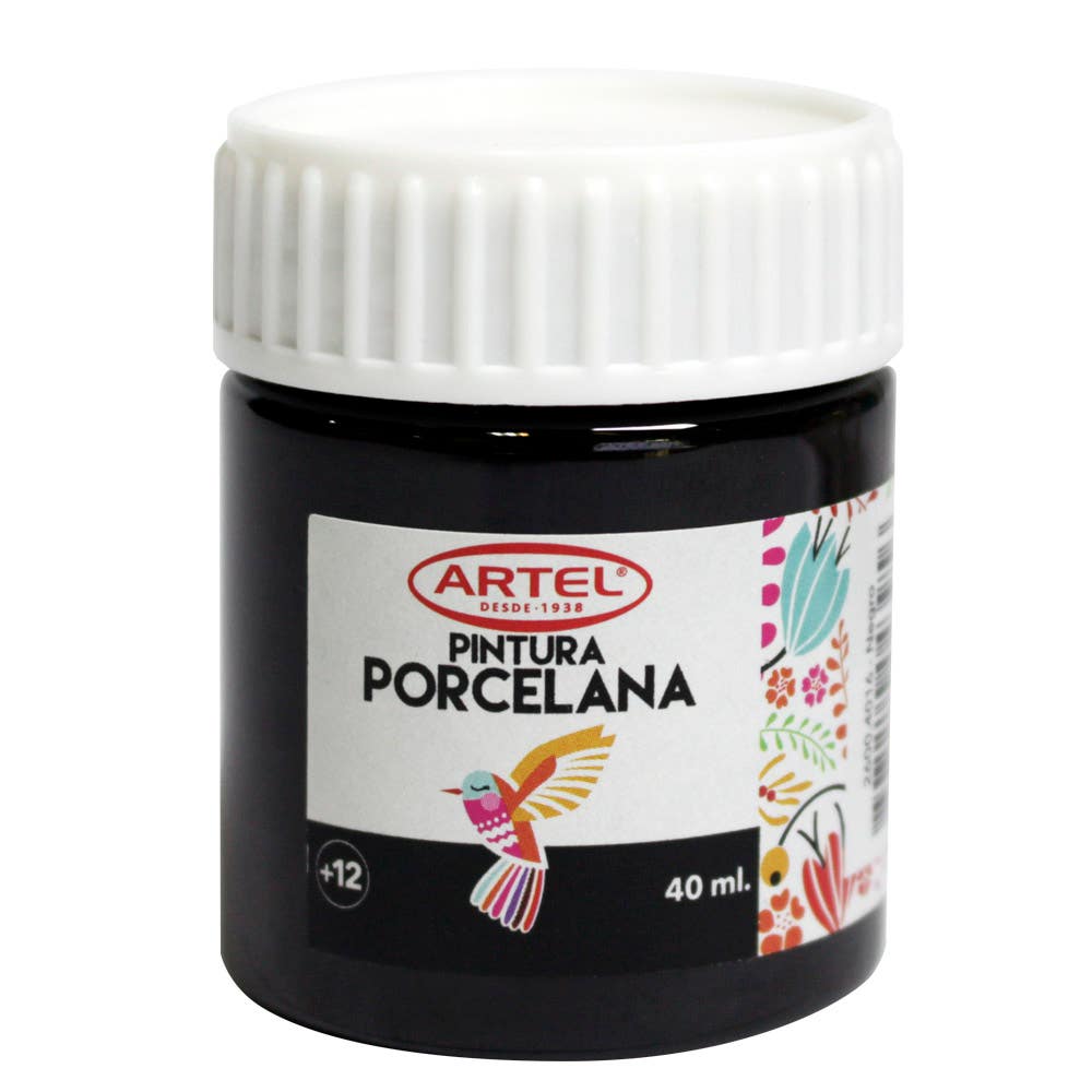 Frasco Pintura Porcelana Negro 40ml. Artel