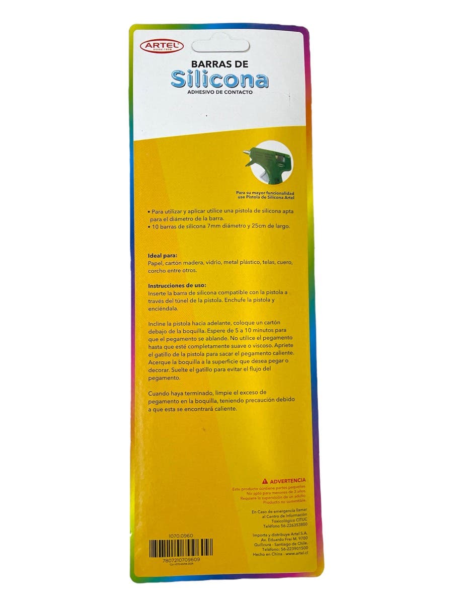 Bolsa de 10 Barras de Silicona 7,5mm Artel