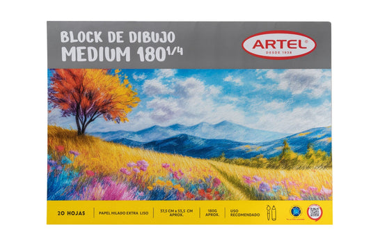 Block de Dibujo Medium 180 1/4 20 Hojas Artel