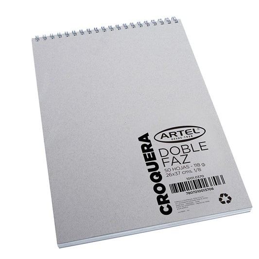 Croquera Doble Faz 1/8 Espiral 50 Hojas 26X37cm. Artel