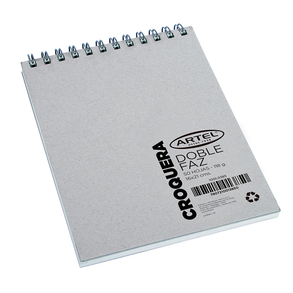 Croquera Doble Faz Espiral 16X21cm. 50 Hojas Artel