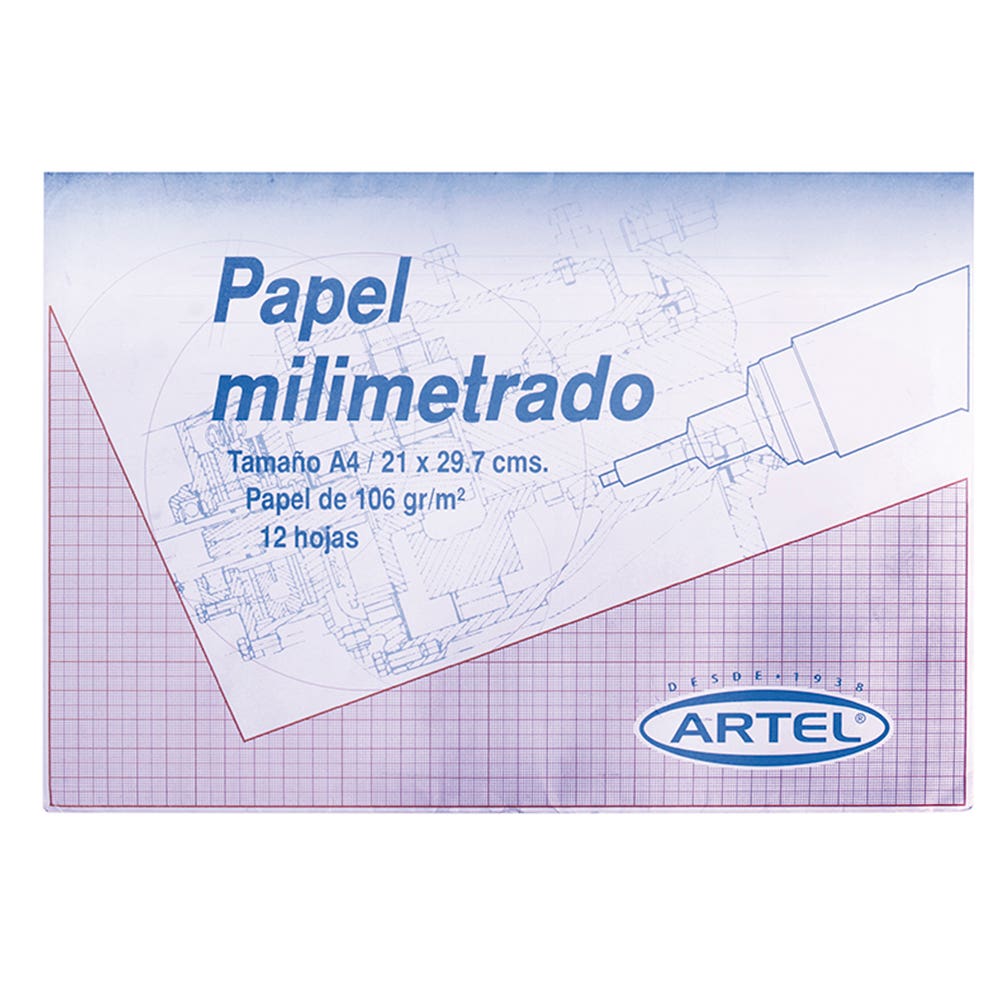 Sobre Papel Milímetrado 12 Hojas A4 Artel