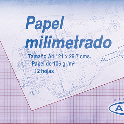 Sobre Papel Milímetrado 12 Hojas A4 Artel