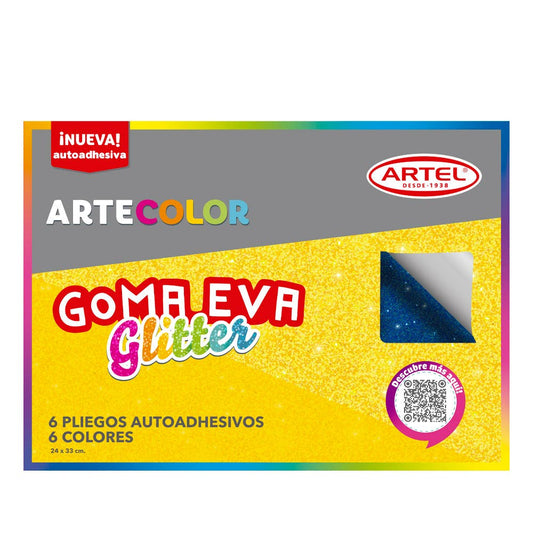 Estuche Artecolor Goma Eva Glitter Adhesivo Artel