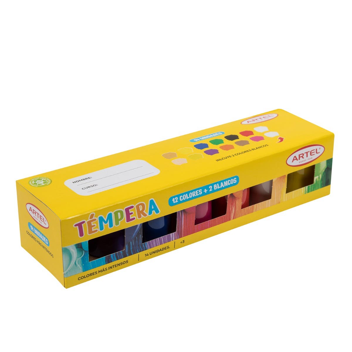 Estuche Tempera Artel 12 Colores + 2 Blancos Adicionales