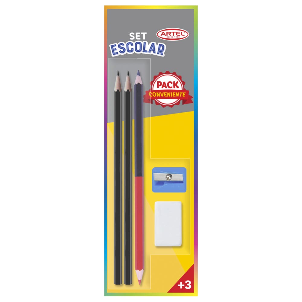 Set Escolar 2 Lápices Grafito Artel