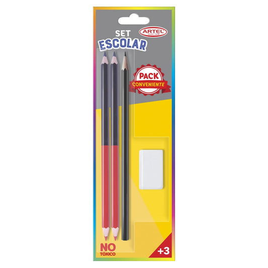 Set Escolar 2 Lápices Bicolor Artel