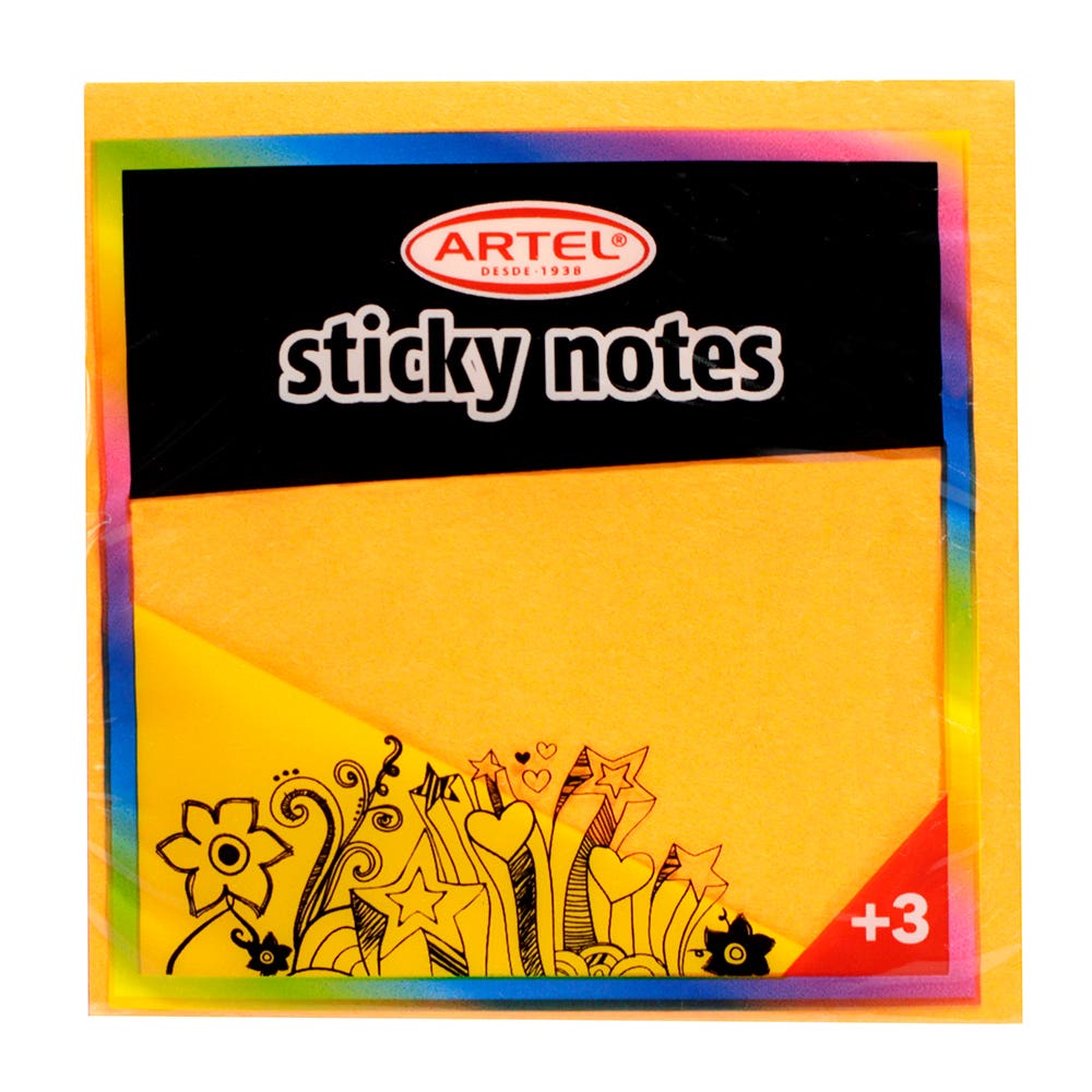 Notas Adhesivas Brillantes Naranja 75x75mm. Artel