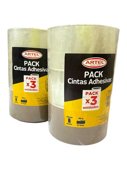Pack 3 cintas embalar 2 transp,1 café Artel