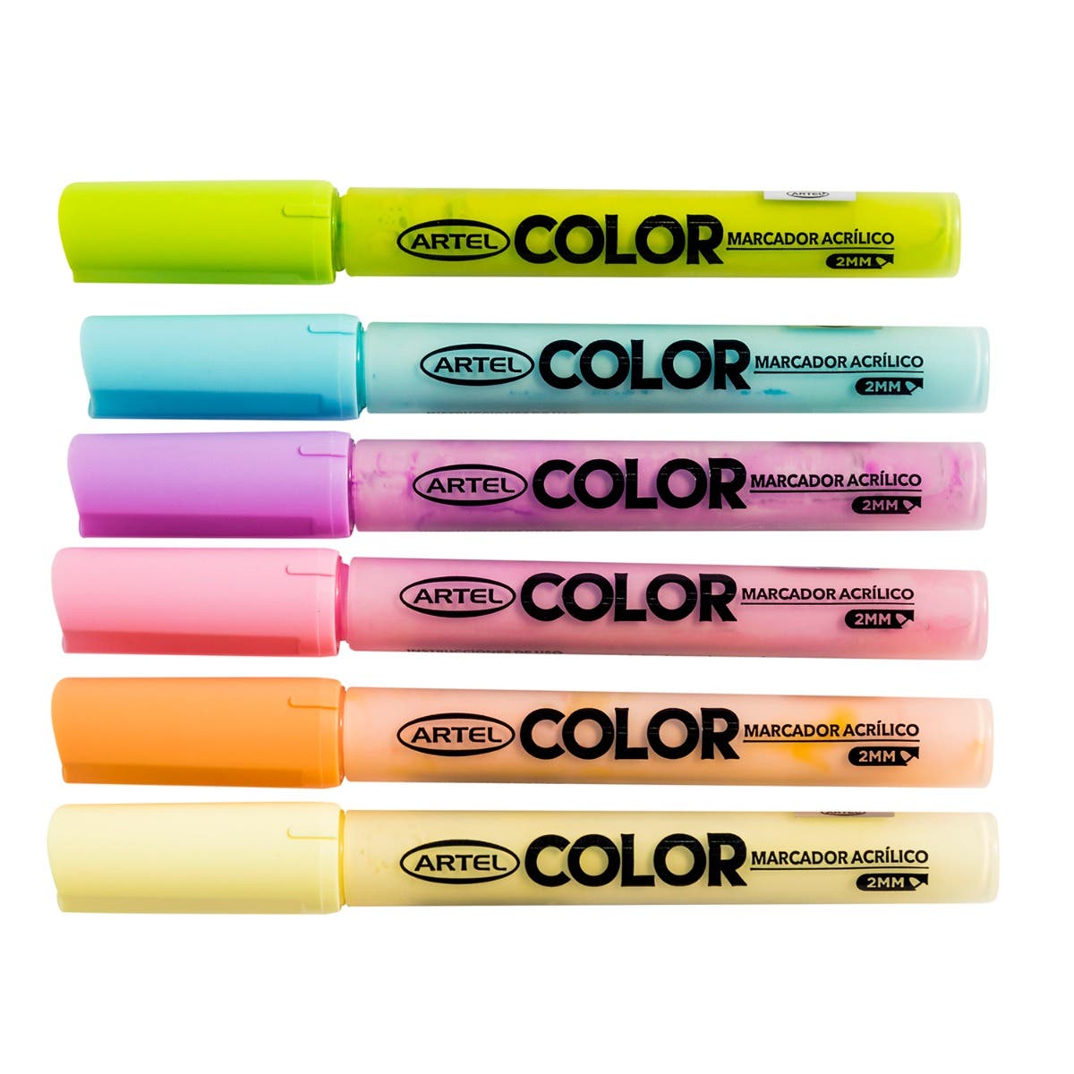 Set Estuche 6 Marcadores Acrílicos Pasteles Artel 2mm