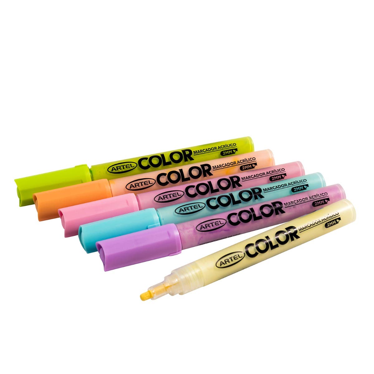 Set Estuche 6 Marcadores Acrílicos Pasteles Artel 2mm