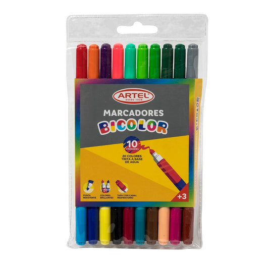 Estuche 10 Marcadores Bicolor Artel