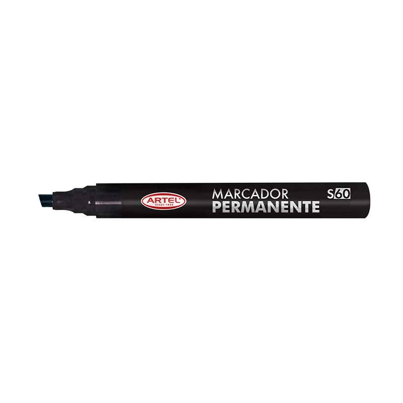 Marcador Permanente Negro Punta Biselada Artel