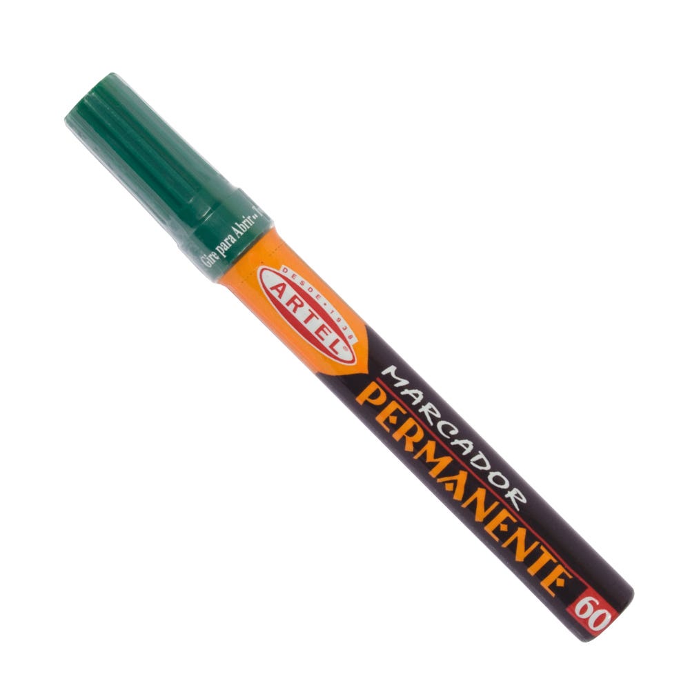 Marcador Permanente Verde Punta Biselada Artel