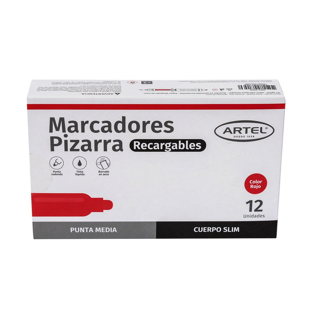 Marcador Pizarra Artel Recargable Slim Rojo 1 Unidad