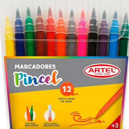 Estuche 12 Marcadores Punta Pincel Artel