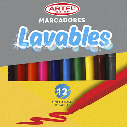 Estuche 12 Marcadores Lavables Artel