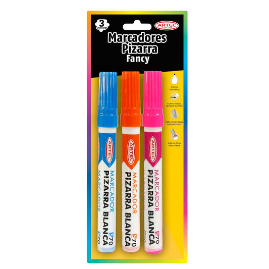 Blíster 3 Marcadores Pizarra Colores Surtidos Artel