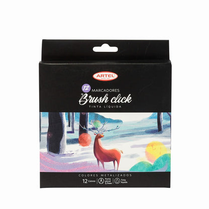Est. Marcadores Brush Click 12 Col Metal