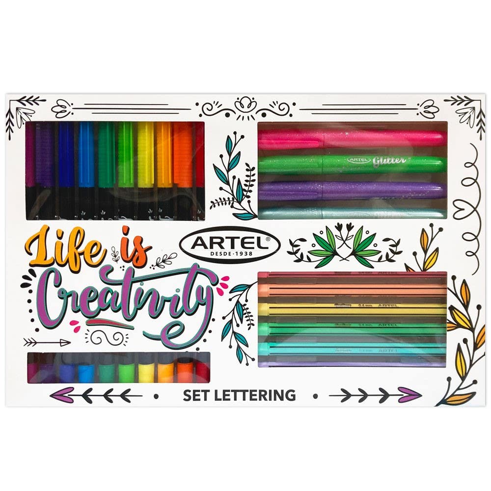 Set Lettering Marcadores Artel 20 piezas Fineliner, Doble Punta, Destacadores