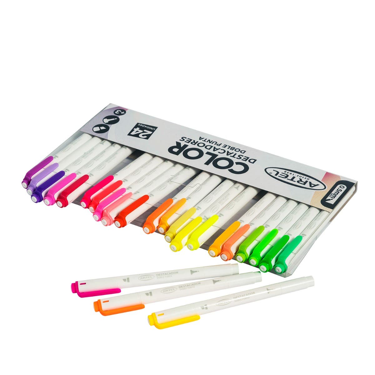 Destacadores Doble Punta 24 colores Artel