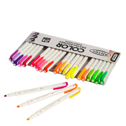 Destacadores Doble Punta 24 colores Artel