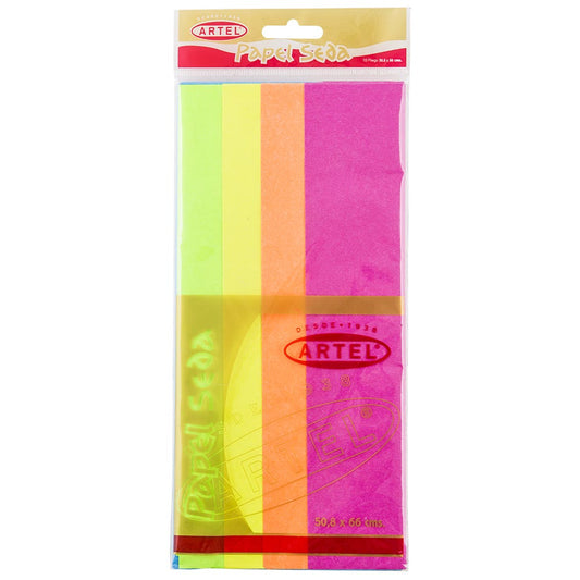 Set 5 Papel Seda Fluorescente Colores Artel