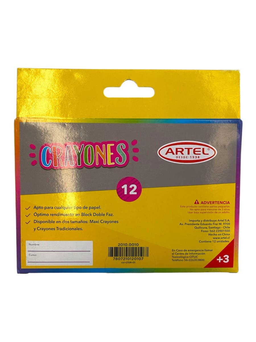 Crayones 12 Colores Artel