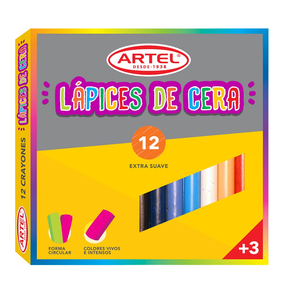 Lápices de Cera 12 Colores Artel