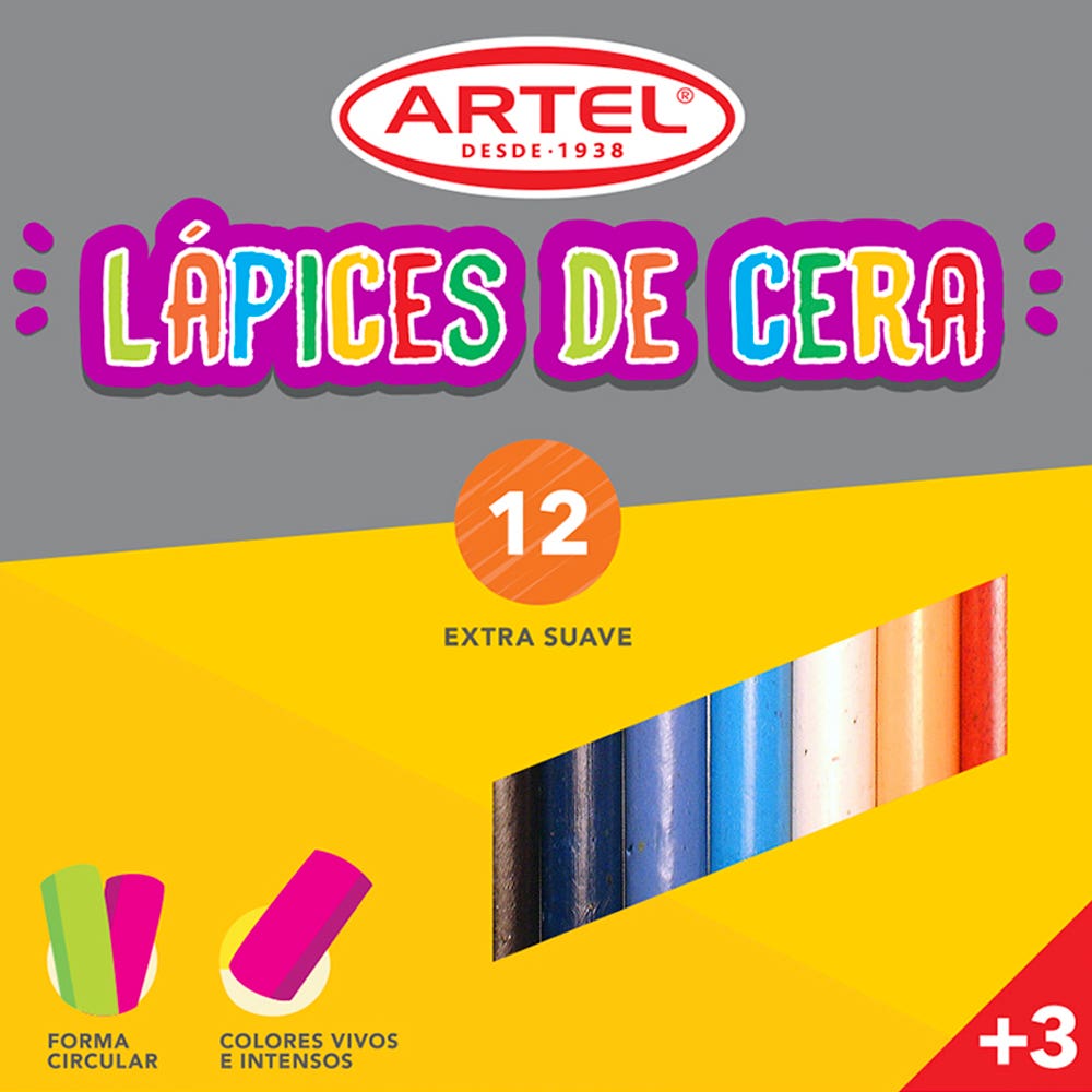 Lápices de Cera 12 Colores Artel