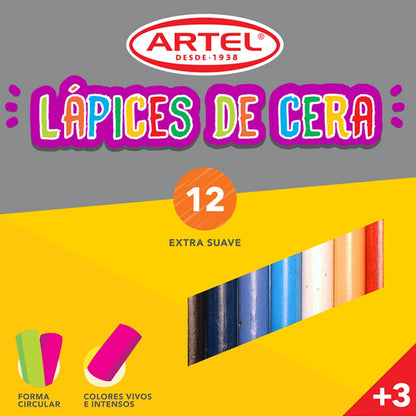 Lápices de Cera 12 Colores Artel