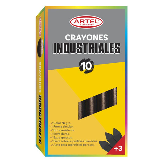 Crayón Industrial Negro 10 Unidades Artel