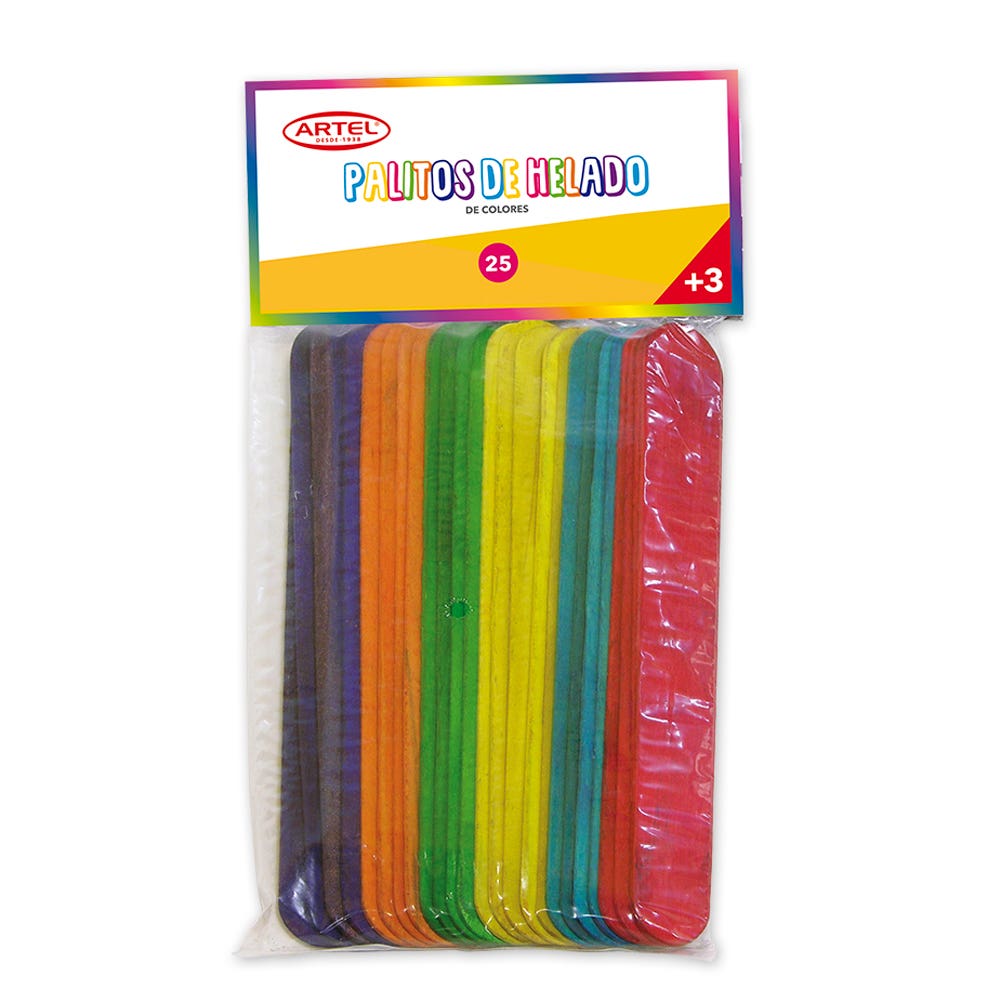 Palos de helados grande  25 pcs color