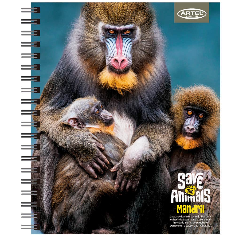 Cuaderno Universitario Save the Animals 1 100 Hojas 7mm. Diseño Aleatorio Artel