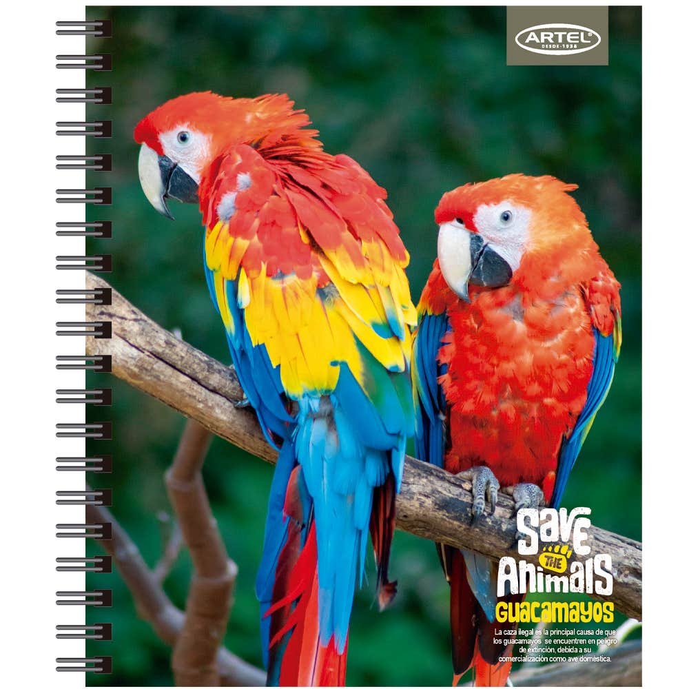 Cuaderno Universitario Save the Animals 2 100 Hojas 7mm. Diseño Aleatorio Artel
