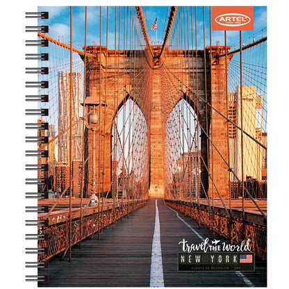 Cuaderno Universitario Travel the World 1 100 Hojas 7mm. Diseño Aleatorio Artel