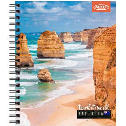 Cuaderno Universitario Travel the World 2 100 Hojas 7mm. Diseño Aleatorio Artel